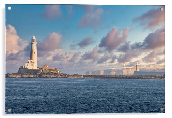 Four Lighthouses - Tyne & Wear Coast Acrylic by Paul Appleby