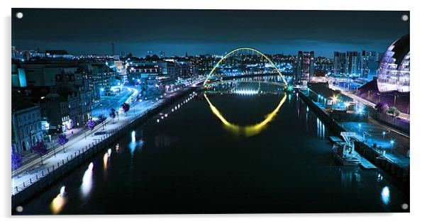 The Millennium Bridge and Quayside - Newcastle Acrylic by Paul Appleby