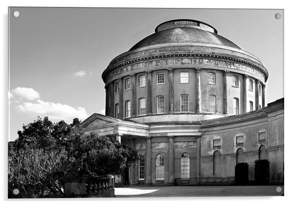 Ickworth House - The rotunda in Black & White Acrylic by Terry Pearce