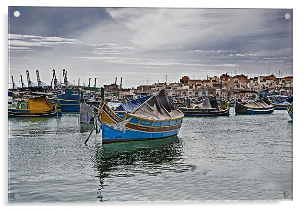 Fishing Village,Marsaxlokk Malta Acrylic by Peter Oak