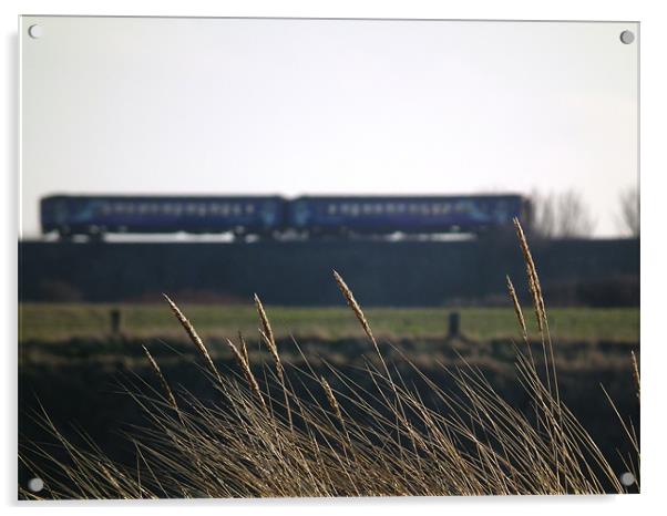 Train heading towards Hartlepool Acrylic by Callum Craddy