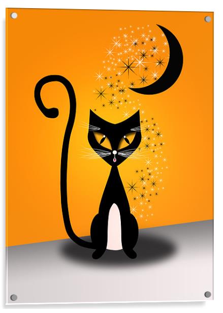 Halloween Cat Poster Acrylic by Julie Hoddinott