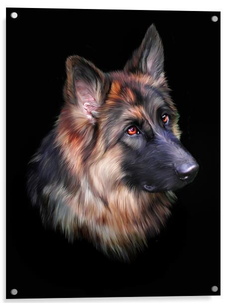 German Shepherd Acrylic by Julie Hoddinott