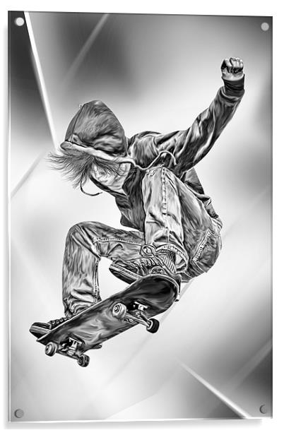 Skateboard Jump Acrylic by Julie Hoddinott