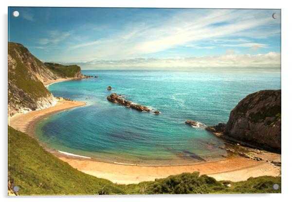 Around the Corner of Durdle Door Acrylic by Julie Hoddinott