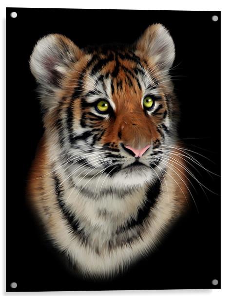 Poseidon - Tiger art, canvas and print Acrylic by Julie Hoddinott