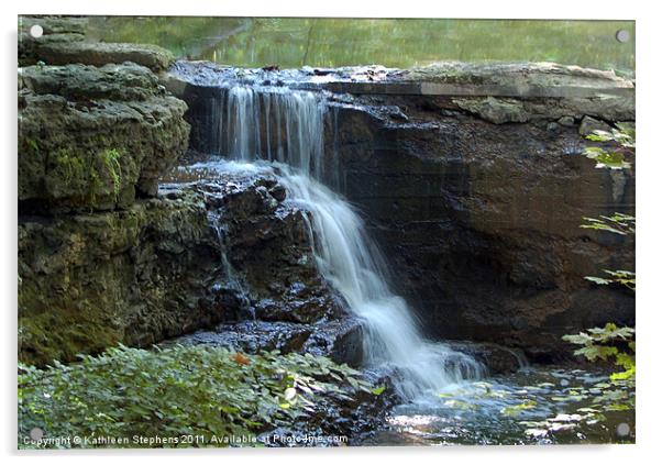 A Peaceful Waterfall Acrylic by Kathleen Stephens