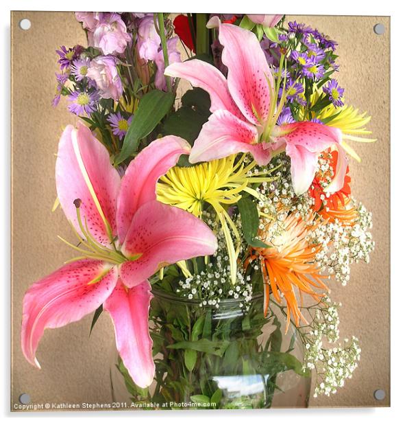 Flowers in Vase Acrylic by Kathleen Stephens