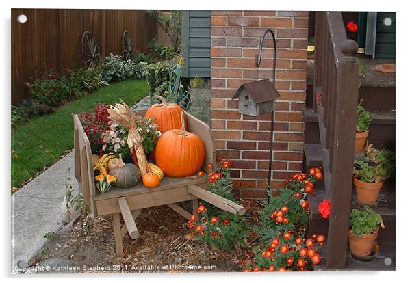 Autumn Cart Acrylic by Kathleen Stephens