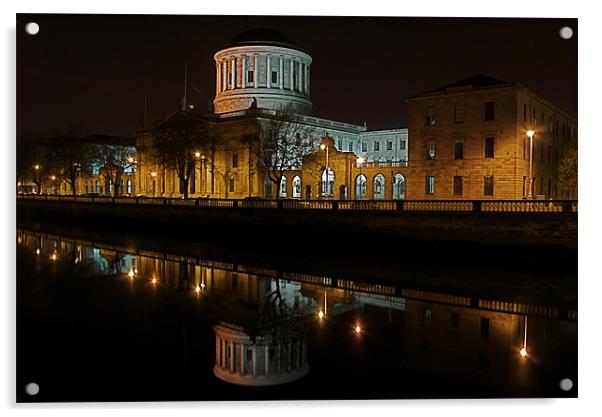 The Four Courts along the River Liffey Acrylic by Thomas Stroehle