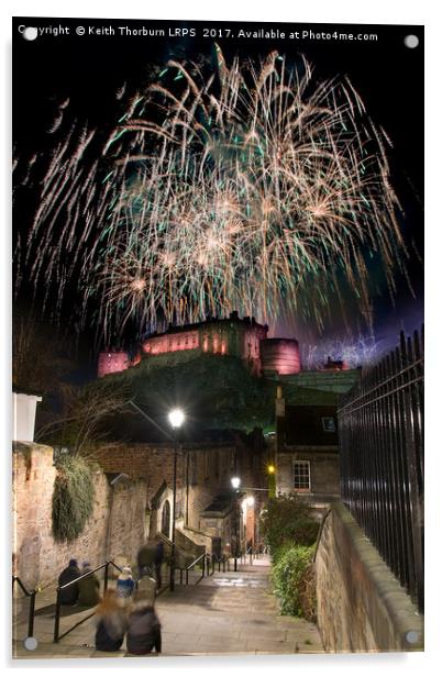Edinburgh 2017 New year Fireworks Acrylic by Keith Thorburn EFIAP/b