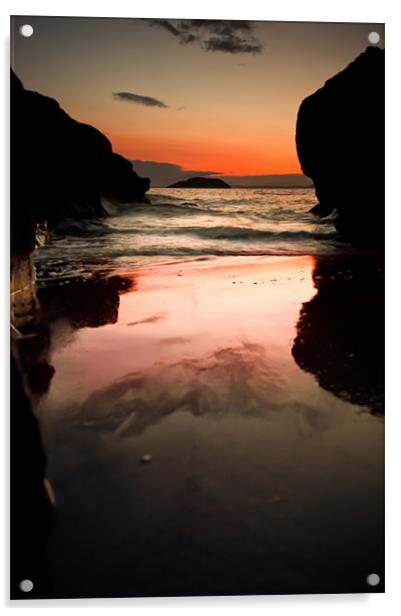 Framed Rock Sunset Acrylic by Keith Thorburn EFIAP/b