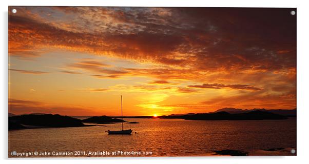 Sunset from Arisaig. Acrylic by John Cameron