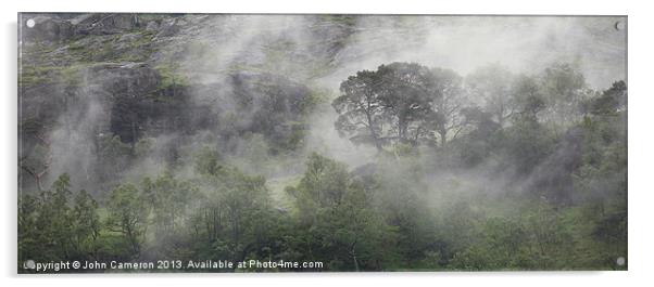 Mist in Glen Nevis. Acrylic by John Cameron