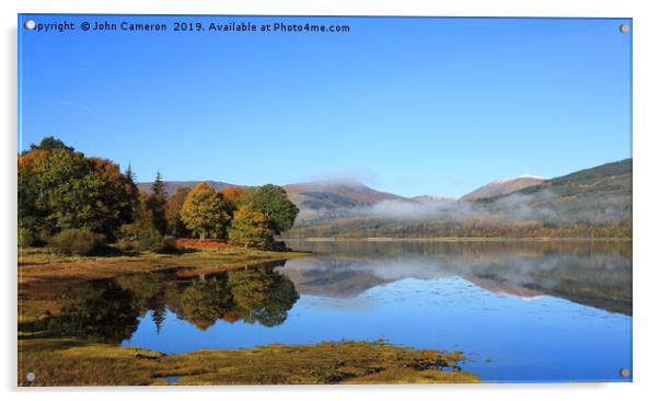Loch Eil in Autumn. Acrylic by John Cameron