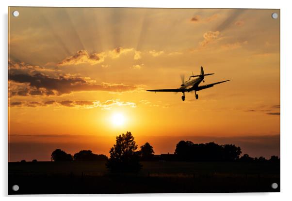 Spitfire Sunset Approach Acrylic by J Biggadike