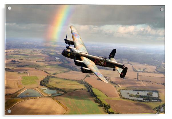 Lancaster Bomber Stormy Flight  Acrylic by J Biggadike
