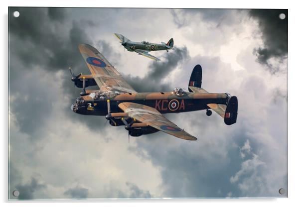 Lancaster and Spitfire Acrylic by J Biggadike