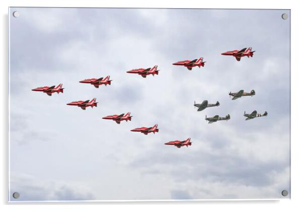 Red Arrows and BBMF Spitfires and Hurricanes Acrylic by J Biggadike