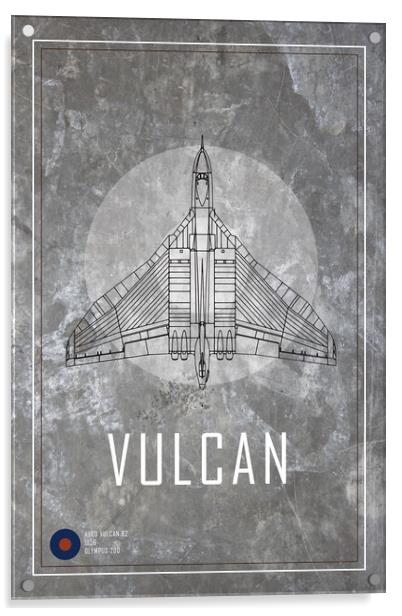 Avro Vulcan Blueprint Acrylic by J Biggadike