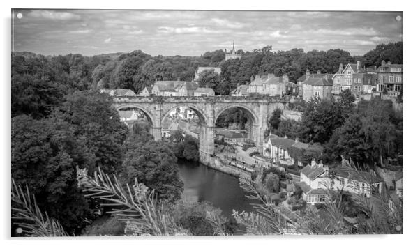 Knaresborough Viaduct black and white Acrylic by J Biggadike