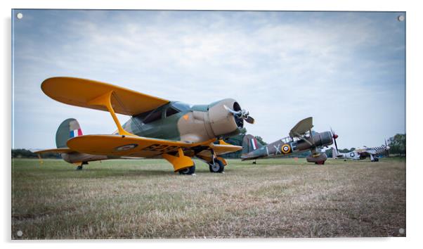 Staggerwing Lysander and Mustang Acrylic by J Biggadike