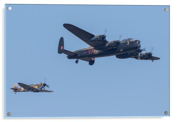BBMF Lancaster and Spitfire Acrylic by J Biggadike