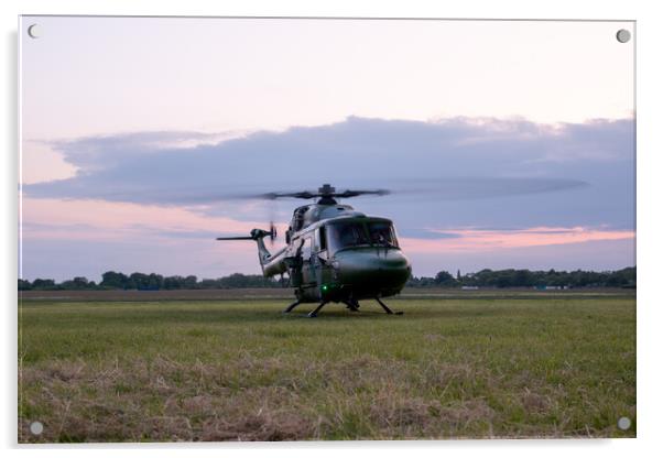Lynx Mk7 Helicopter Sunset Acrylic by J Biggadike