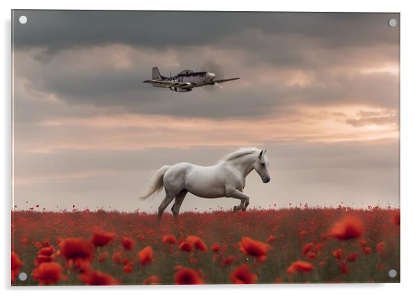 Stallions Flight Acrylic by J Biggadike
