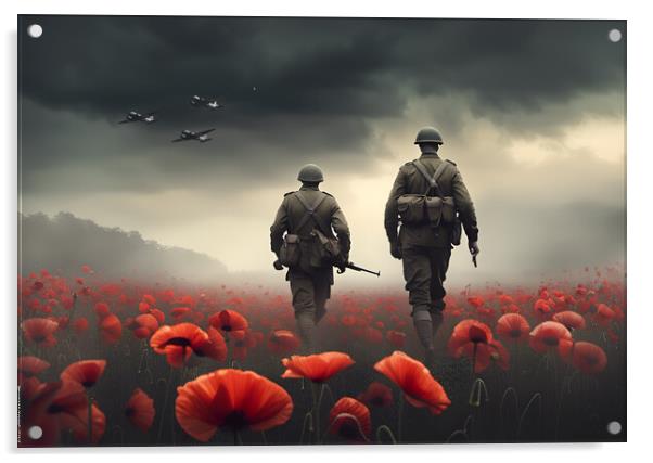 Soldiers Poppy Field Acrylic by J Biggadike