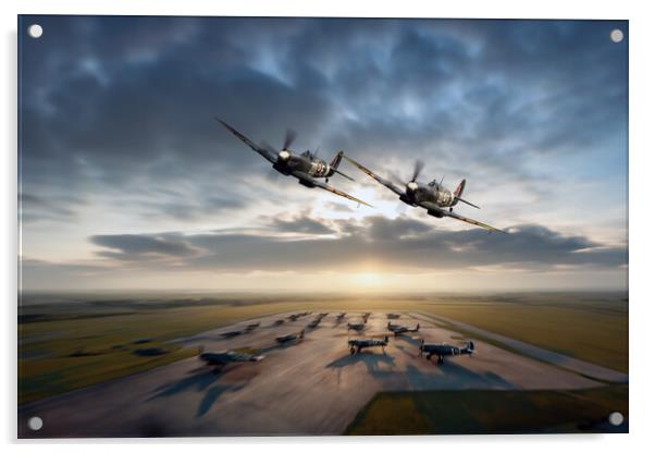 Spitfire Fly By Acrylic by J Biggadike