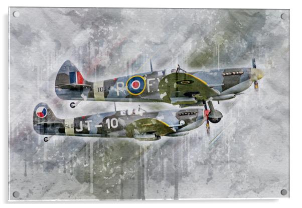 Spitfire TD314 and SL633 Acrylic by J Biggadike