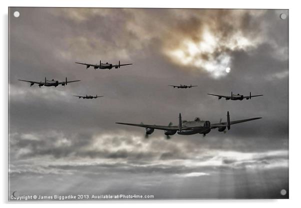 Lancaster Raid Acrylic by J Biggadike