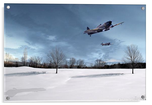 Spitfires - Skimming the Trees Acrylic by J Biggadike