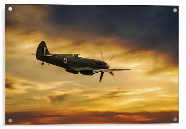 Spitfire  PS915 Sunset Acrylic by J Biggadike