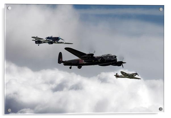 Lancaster Spitfire and Hurricane Acrylic by J Biggadike
