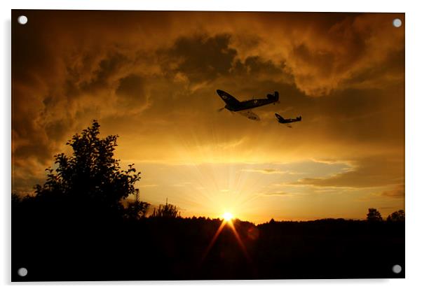 Spitfires at Dawn  Acrylic by J Biggadike