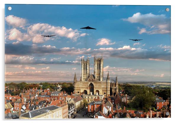 Bombers Over Lincoln  Acrylic by J Biggadike
