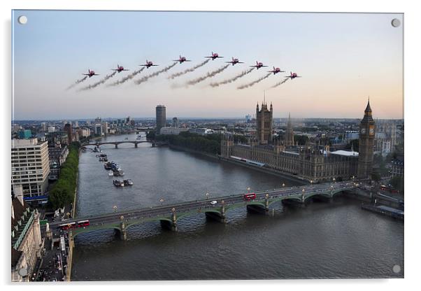 Red Arrows at Westminster  Acrylic by J Biggadike