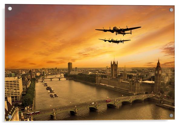 Lancs Visit London  Acrylic by J Biggadike