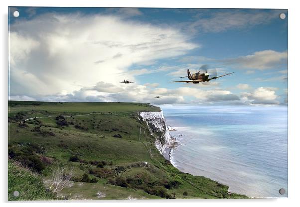 Spitfires Over Dover  Acrylic by J Biggadike