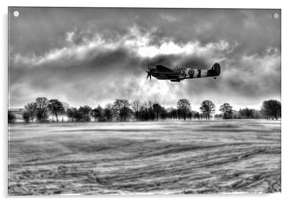 Spitfire Fly Past - Mono  Acrylic by J Biggadike