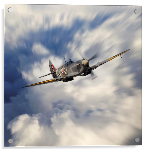 Spitfire Climb Acrylic by J Biggadike