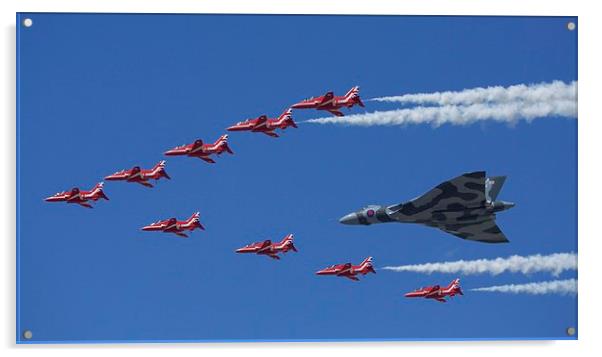 Red Arrows Vulcan XH558 Acrylic by J Biggadike