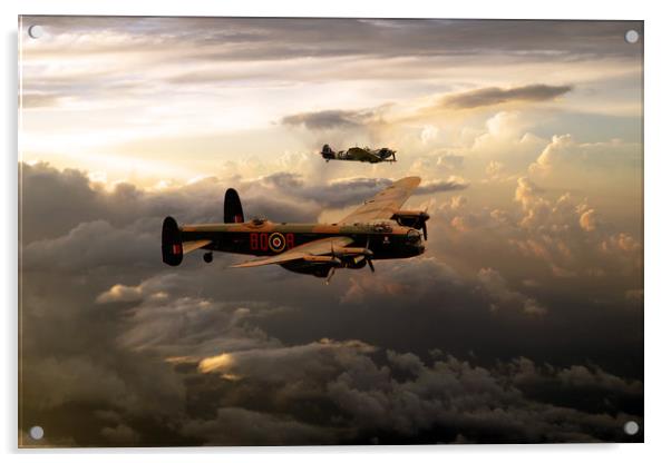 RAF Lancaster and Spitfire Acrylic by J Biggadike