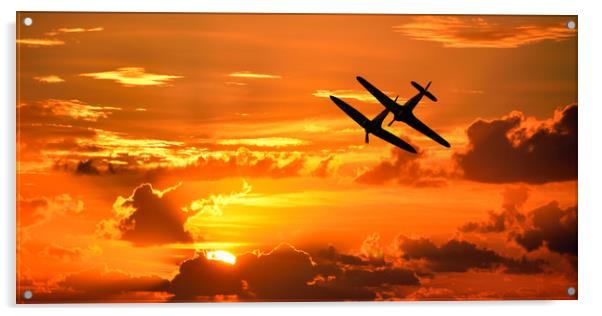 Spitfire and Hurricane Silhouette Acrylic by J Biggadike