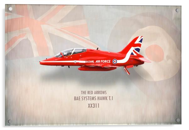 Red Arrows Hawk T1 XX311 Acrylic by J Biggadike