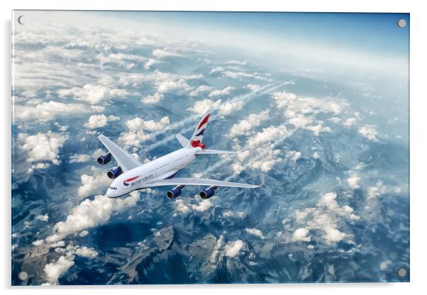 BA Airbus A380 Acrylic by J Biggadike