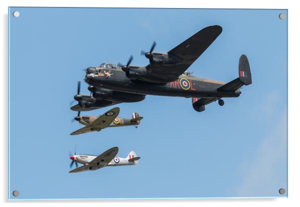 BBMF Lancaster and Spitfires Acrylic by J Biggadike