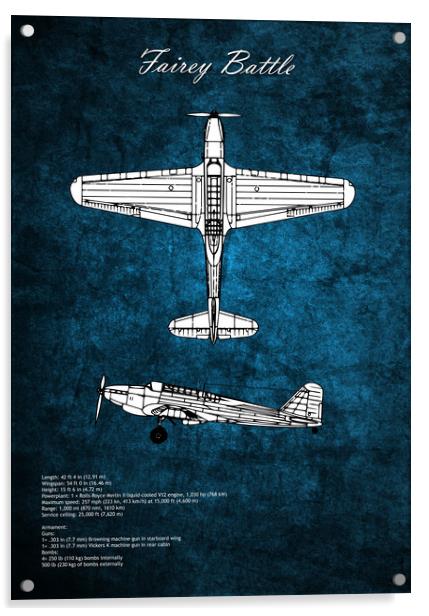 Fairey Battle Blueprint Acrylic by J Biggadike